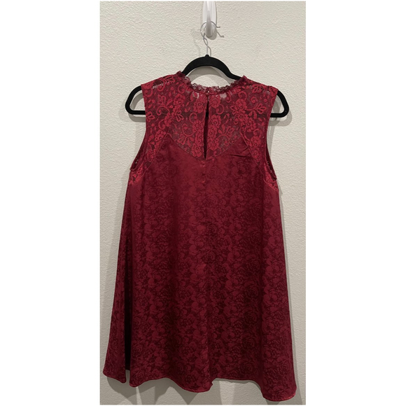 LULUS Evidently In Love Burgundy Floral Embossed Satin Mini Dress - Picture 5 of 6